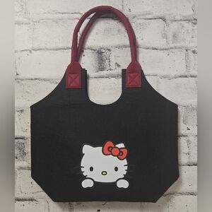 Hello Kitty Black Felt Tote Bag Eco Friendly Graphic Shoulder Bag